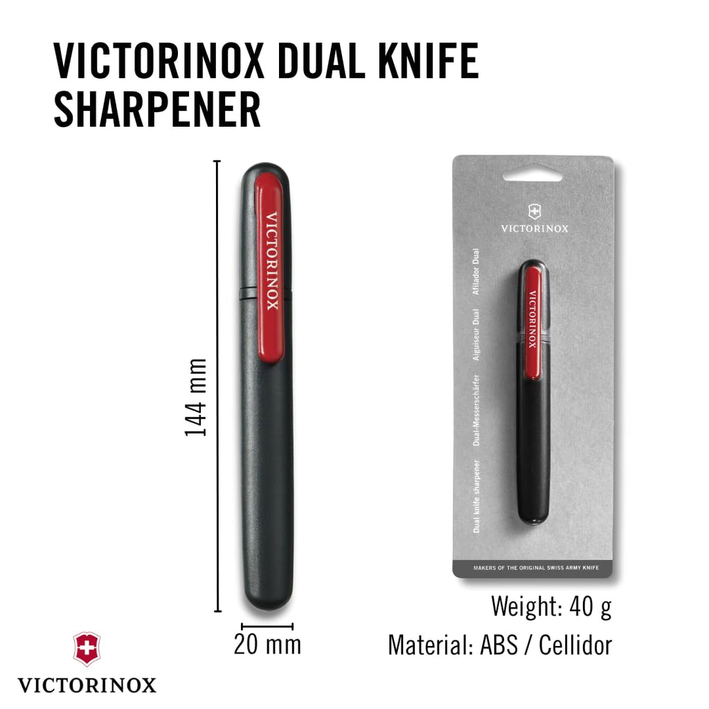 Victorinox Dual Knife Sharpener, Swiss Made, Portable, Black/Red