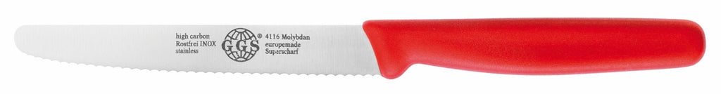 EQUINOX Tomato Knife 13 cm – GGS Solingen Germany Serrated Utility Knife/Knife Set, Ultra Sharp Stainless Steel, Professional Kitchen Knives for Steak, Vegetables & Fruits